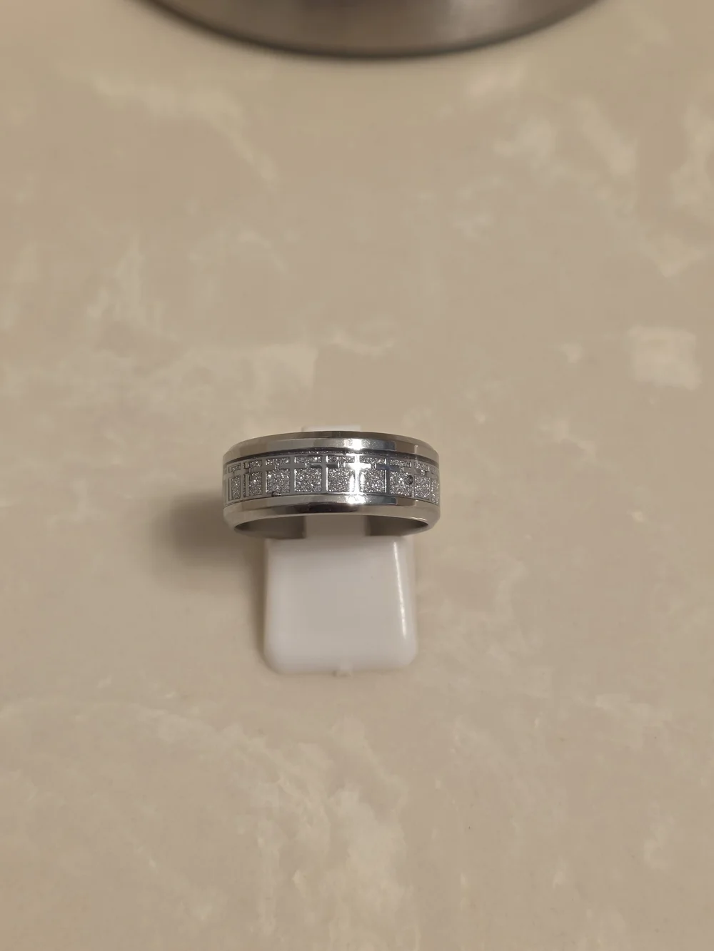 Men's Brushed Silver Stainless Steel Cross Ring Size 8